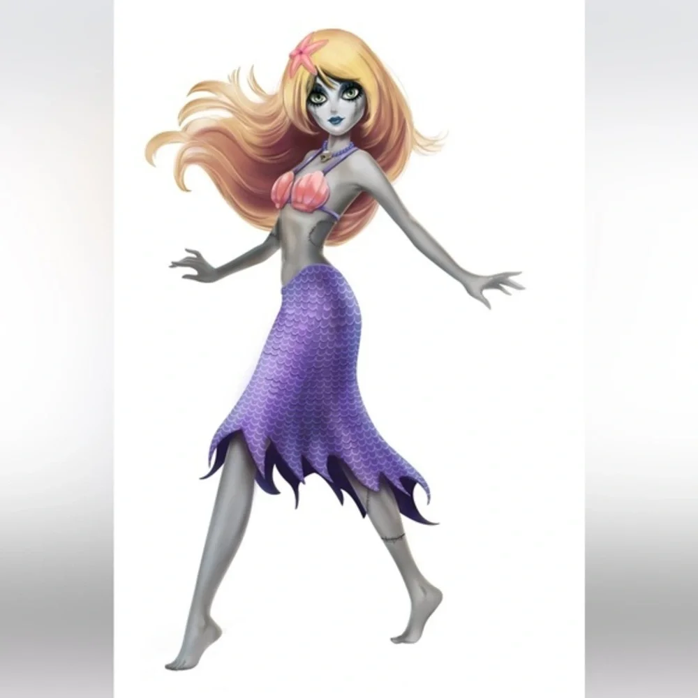 ONCE UPON A ZOMBIE Girls little mermaid zombie Halloween costume dress -XS